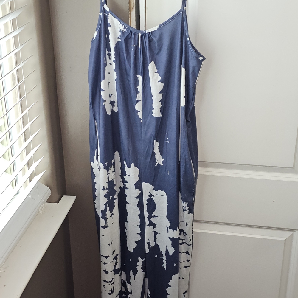 Navy and White Jumpsuit
